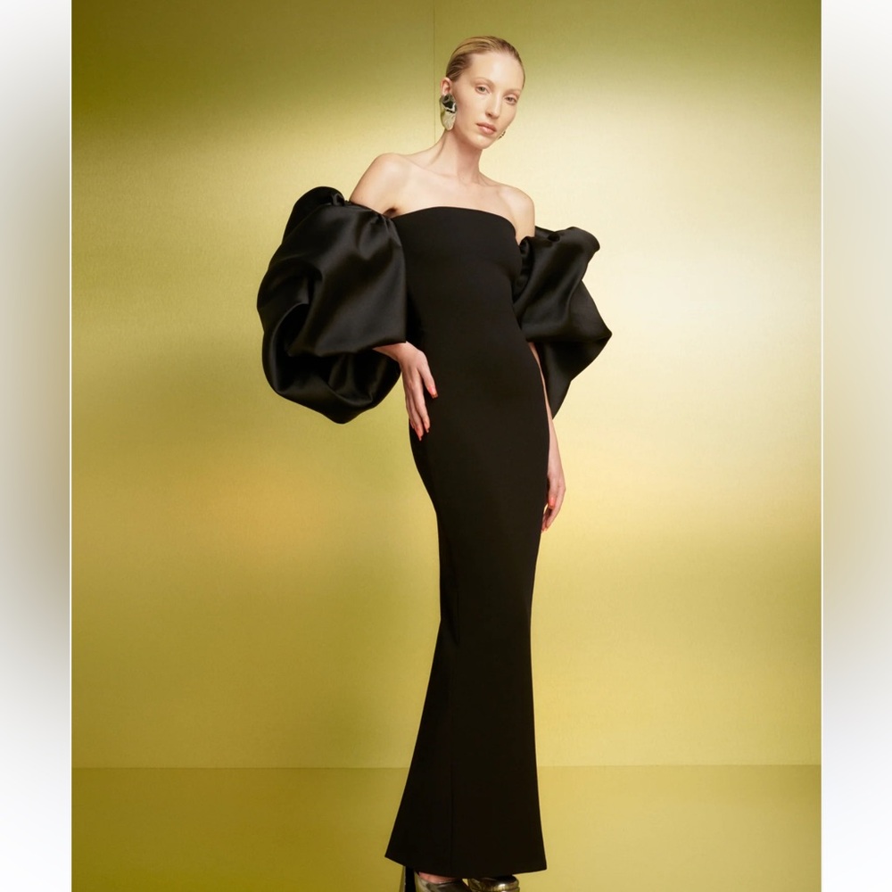 Solace London Strapless Black Gown